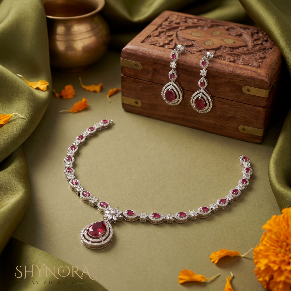 Ruby Floral Link Necklace – Shynora By Shivali