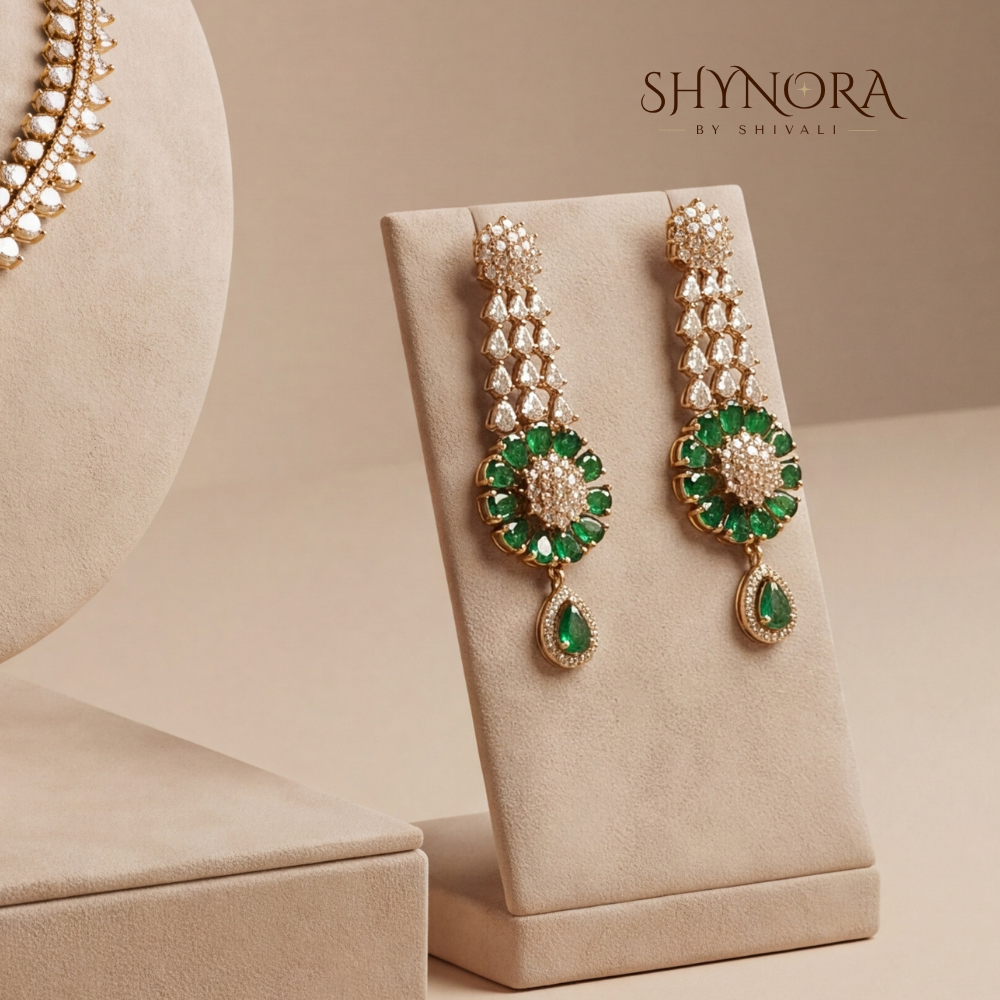 Two-Tier Emerald Drop Necklace Set – Shynora By Shivali