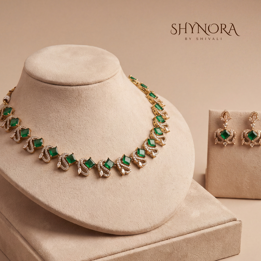 Emerald Kite Link Necklace Set – Shynora By Shivali