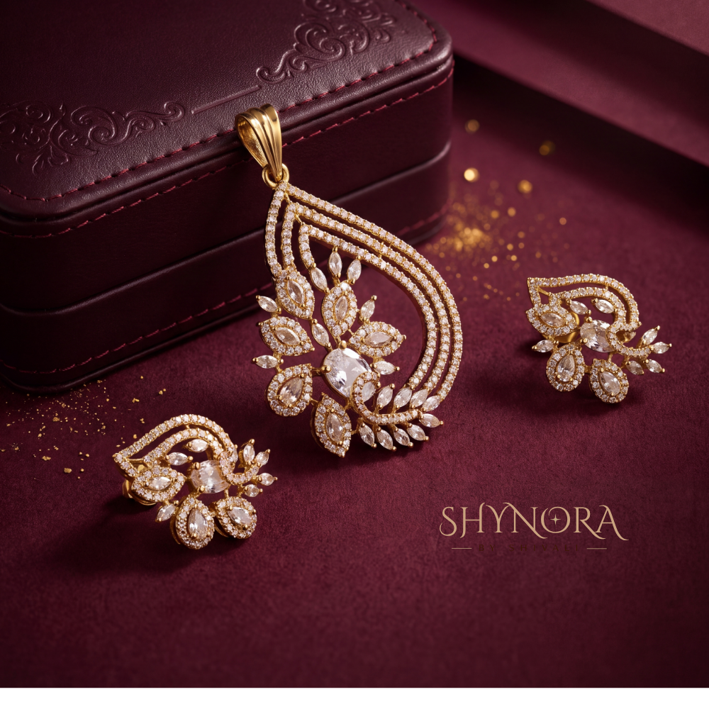 Paisley Leaf Pendant Set – Shynora By Shivali