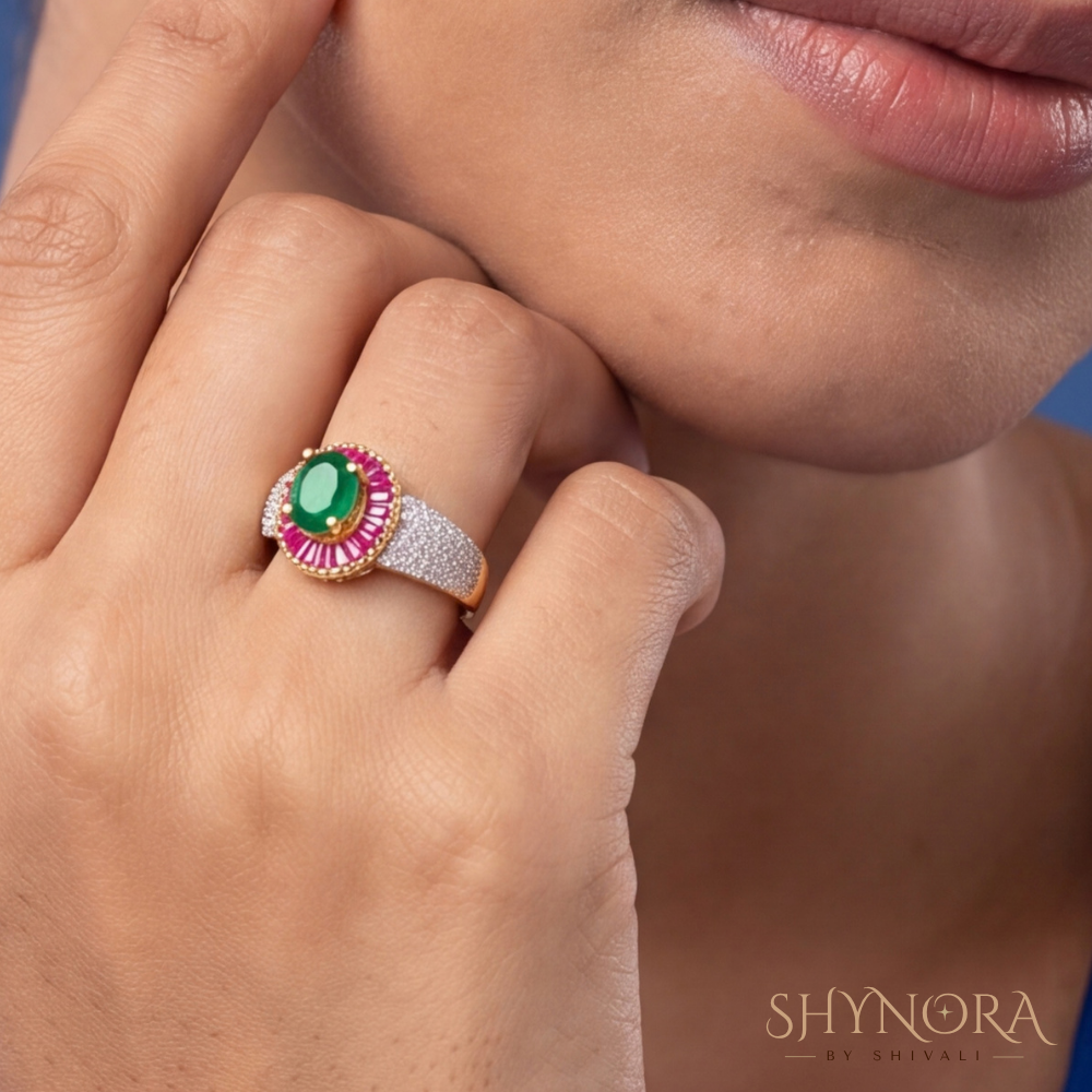 Multicolor Gemstone Floral Round Adjustable Ring – Shynora By Shivali