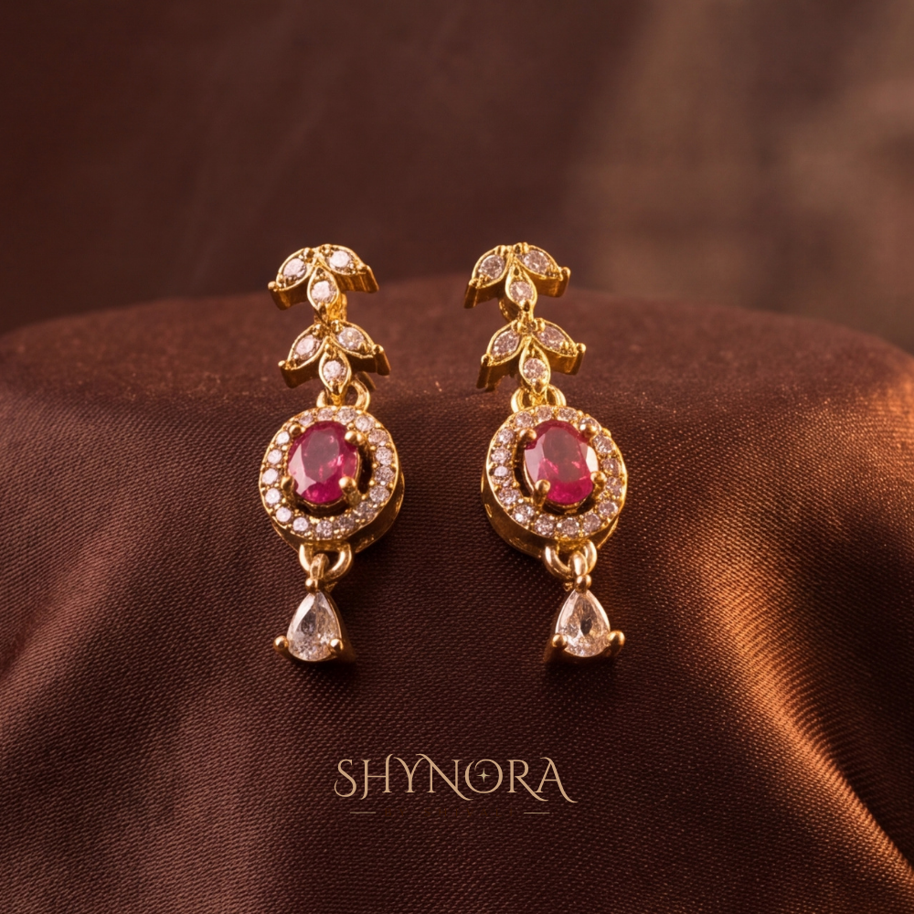 Ruby Oval Cluster Pear Pendant Necklace Set – Shynora By Shivali