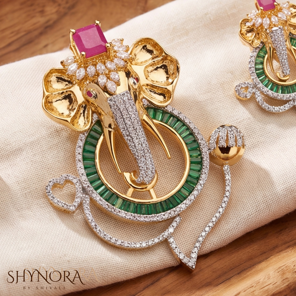 Multicolor Gemstone Ganesha Motif Pendant Set – Shynora By Shivali