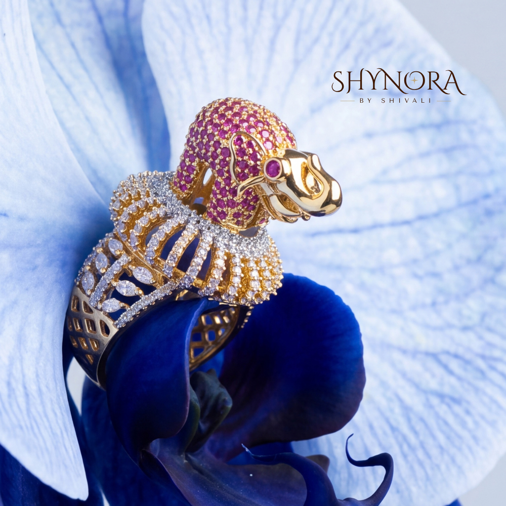 Ruby Ganesha Motif Adjustable Ring – Shynora By Shivali