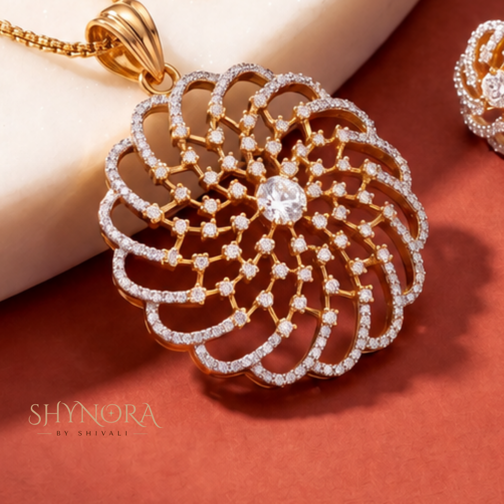 Pinwheel Spiral Pendant Set – Shynora By Shivali