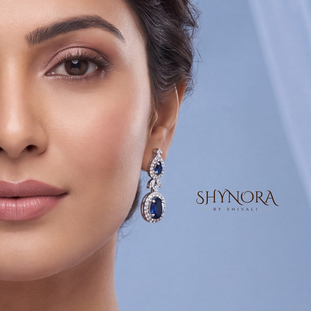 Sapphire Floral Leaf Pendant Necklace Set – Shynora By Shivali