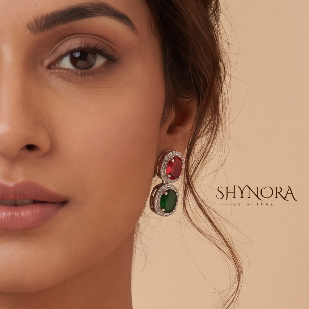 Multicolor Gemstone Oval Cluster Necklace Set – Shynora By Shivali