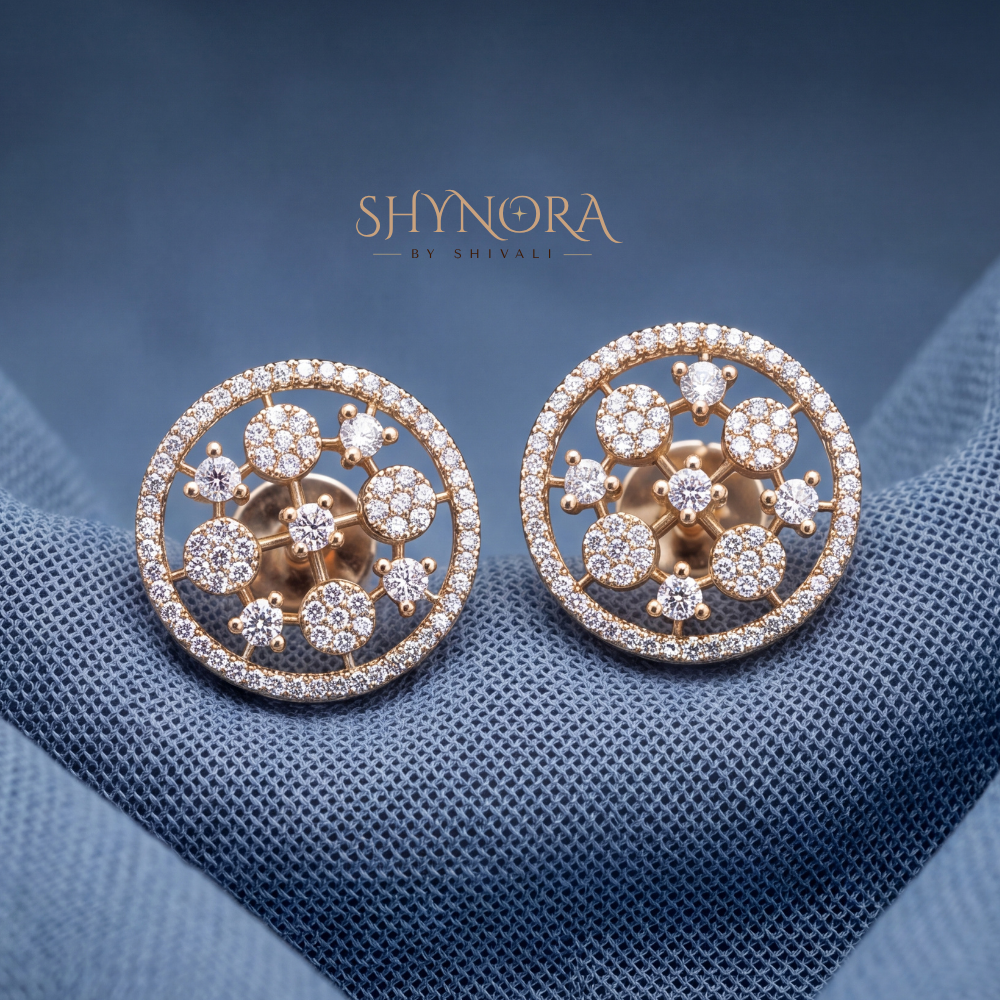 Floral Sunburst Cluster Stud Earrings – Shynora By Shivali