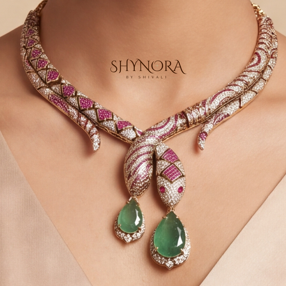 Regal Ruby Mehendi Polish Kundan Necklace Set – Shynora By Shivali