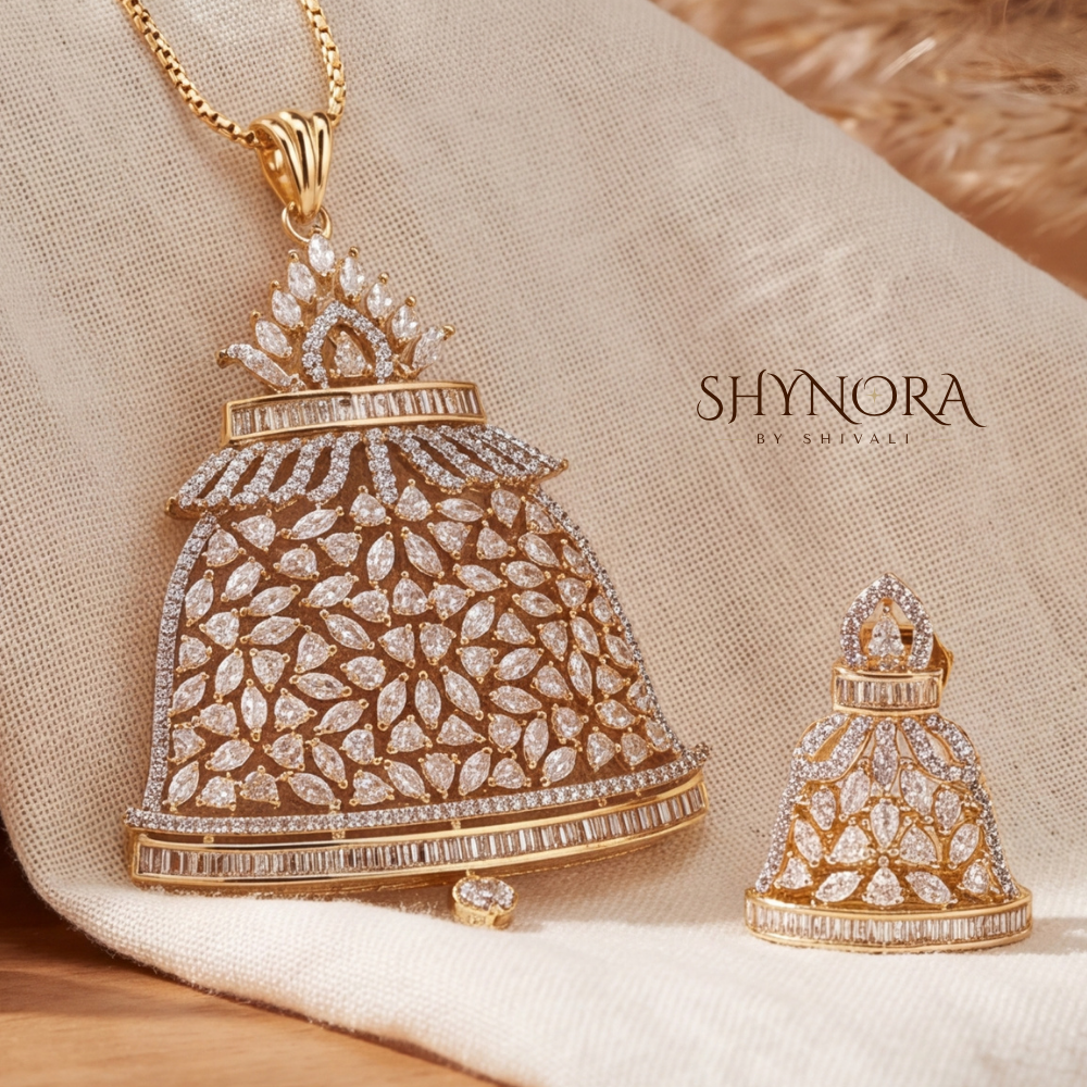Leafy Oval AD Pendant Set – Shynora By Shivali
