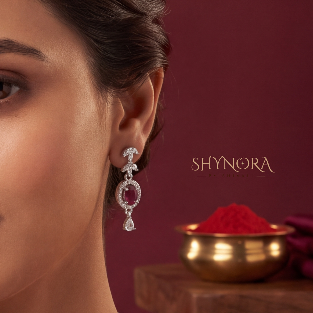 Ruby Oval Cluster Pendant Necklace Set – Shynora By Shivali