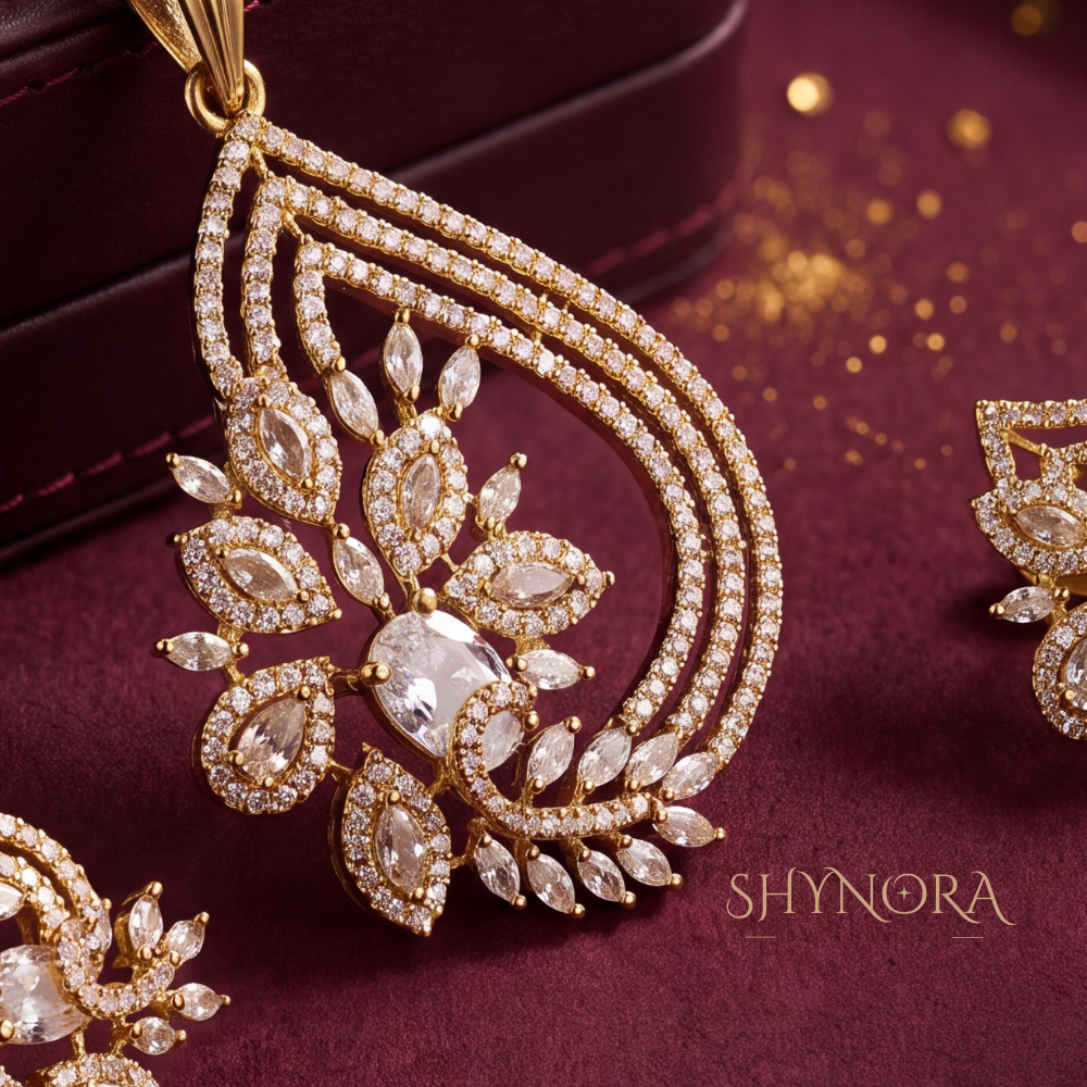 Paisley Leaf Pendant Set – Shynora By Shivali