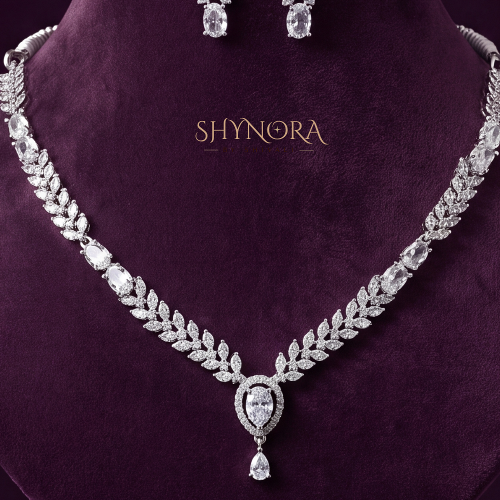 Leaf Vine Pear Drop Necklace Set – Shynora By Shivali