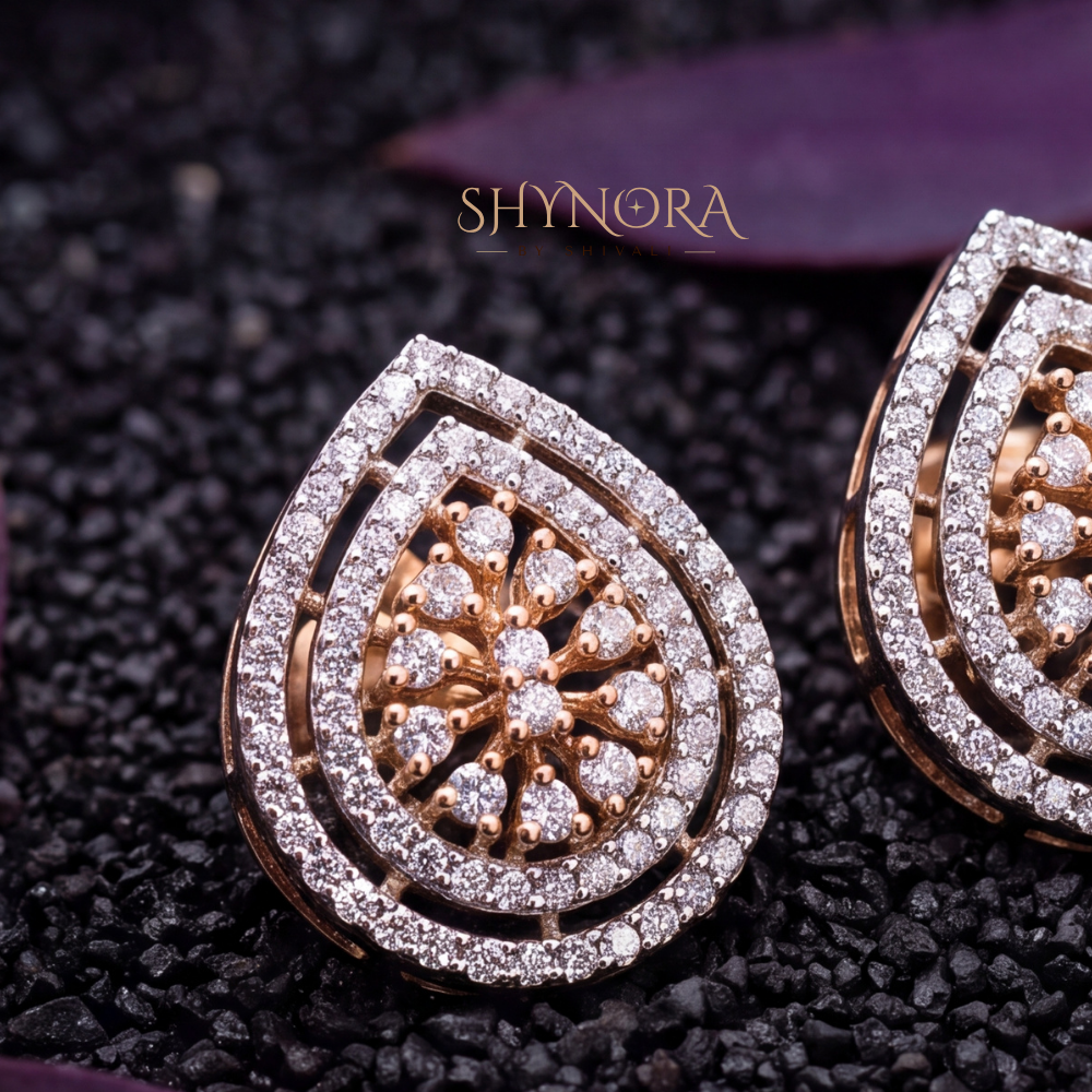 Teardrop Halo Stud Earrings – Shynora By Shivali