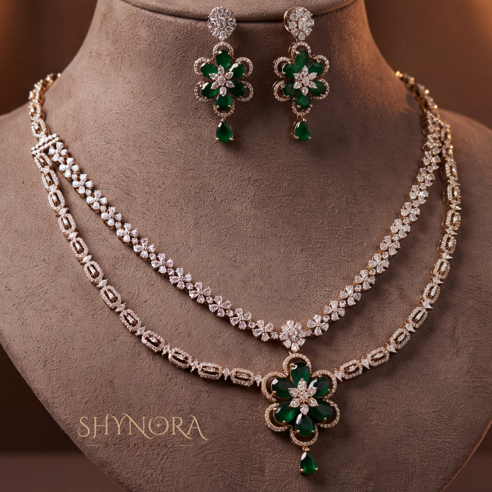 Double Strand Floral Drop Necklace Set – Shynora By Shivali