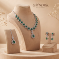 Emerald Pear Cluster Necklace Set – Shynora By Shivali