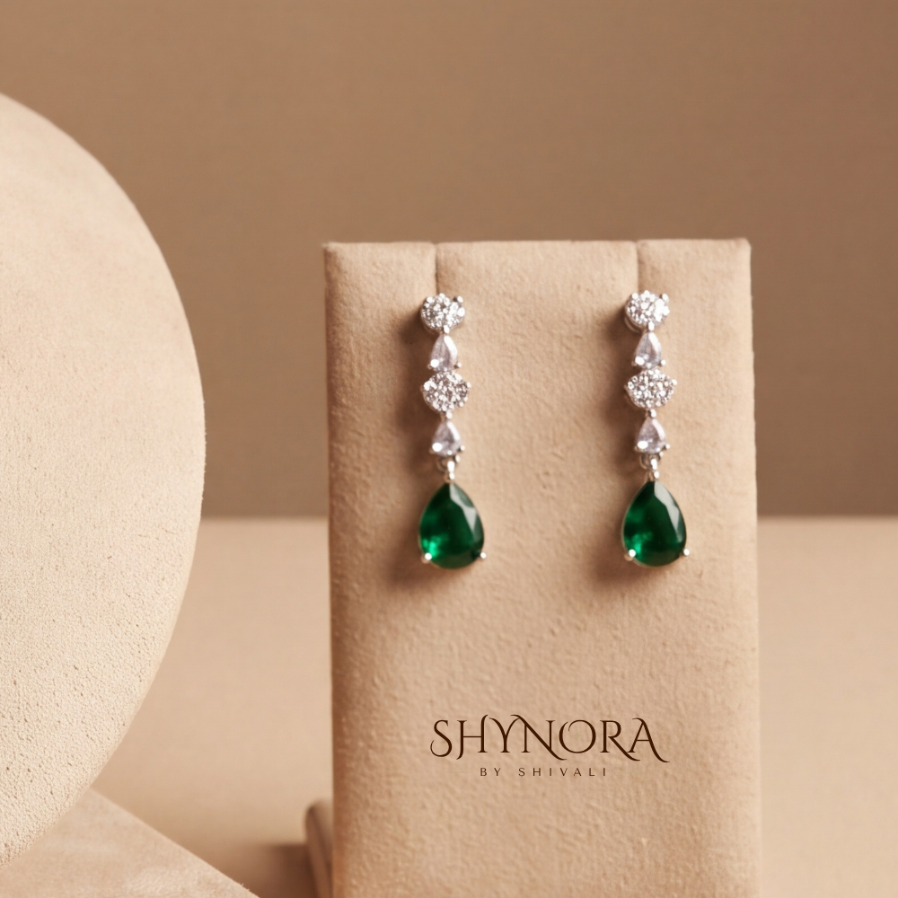 Emerald Delicate Single Strand Necklace Set – Shynora By Shivali