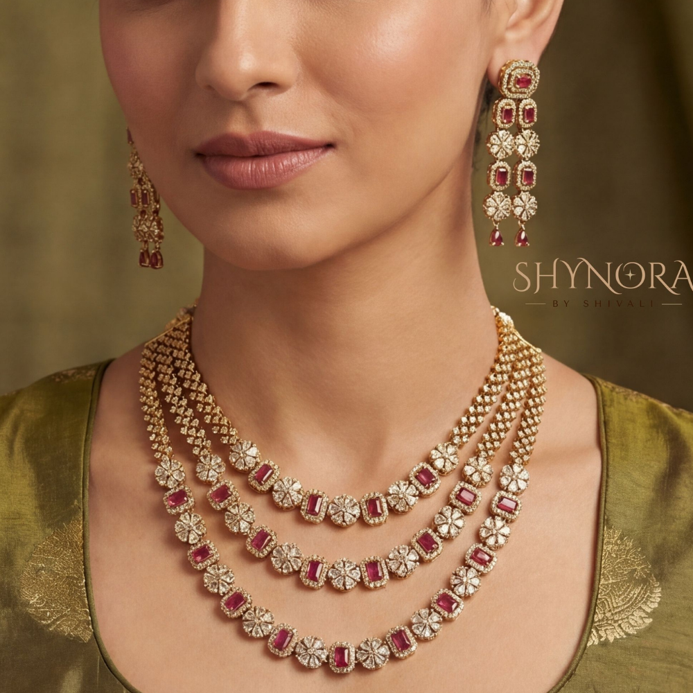 Ruby Long Rani Haar Necklace Set – Shynora By Shivali