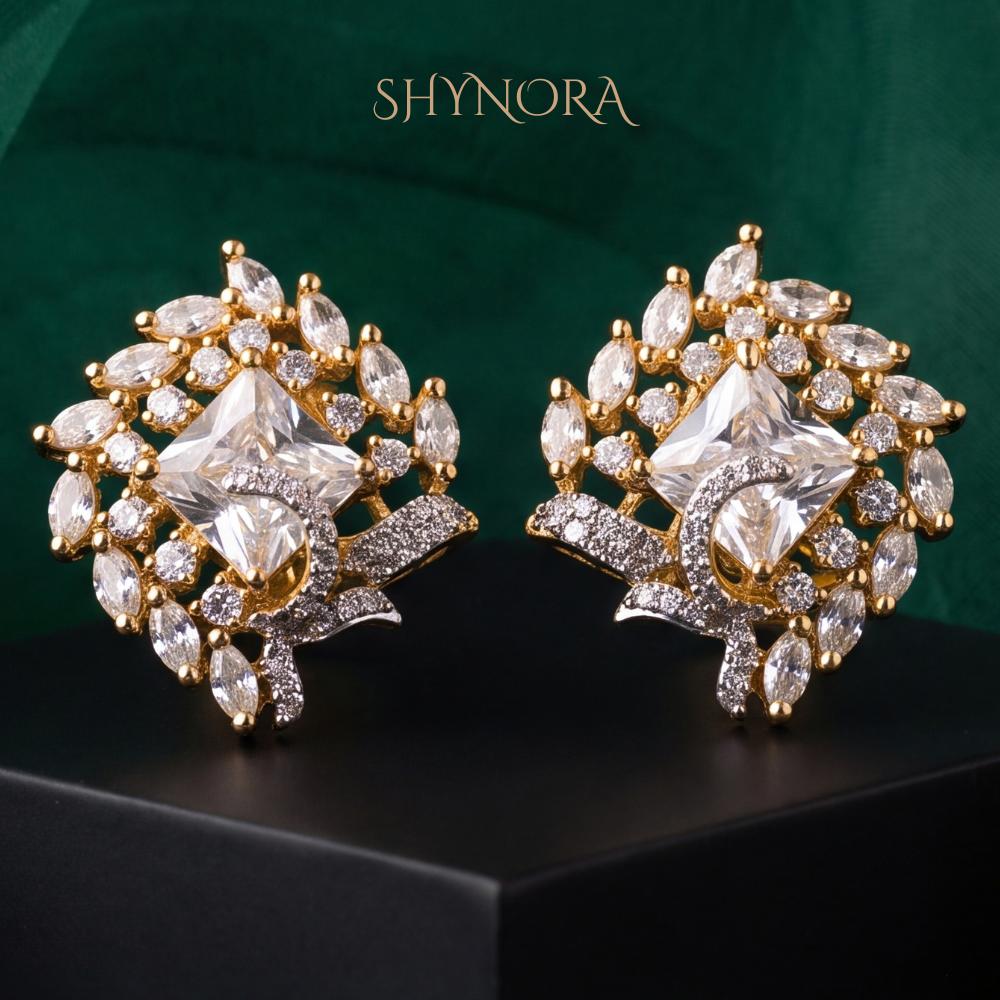 Diamond Spray Cluster Stud Earrings – Shynora By Shivali