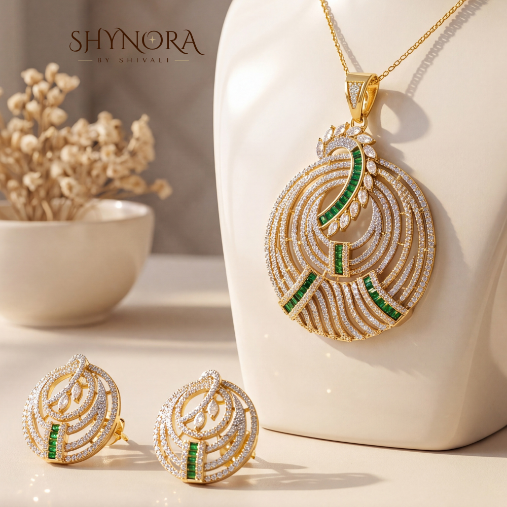 Heart Cutout Floral AD Pendant Set – Shynora By Shivali