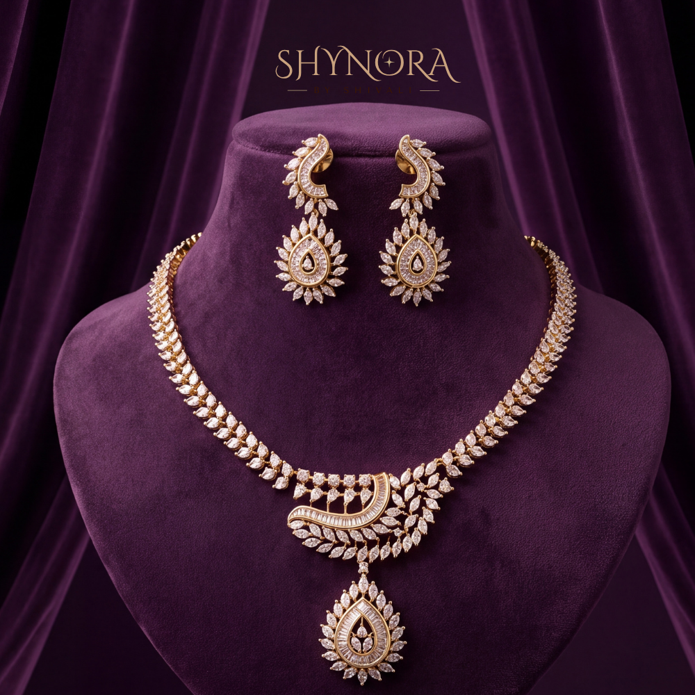 Diamond Drop Paisley Necklace Set – Shynora By Shivali