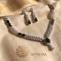 Emerald Marquise Leaf Pendant Necklace Set – Shynora By Shivali