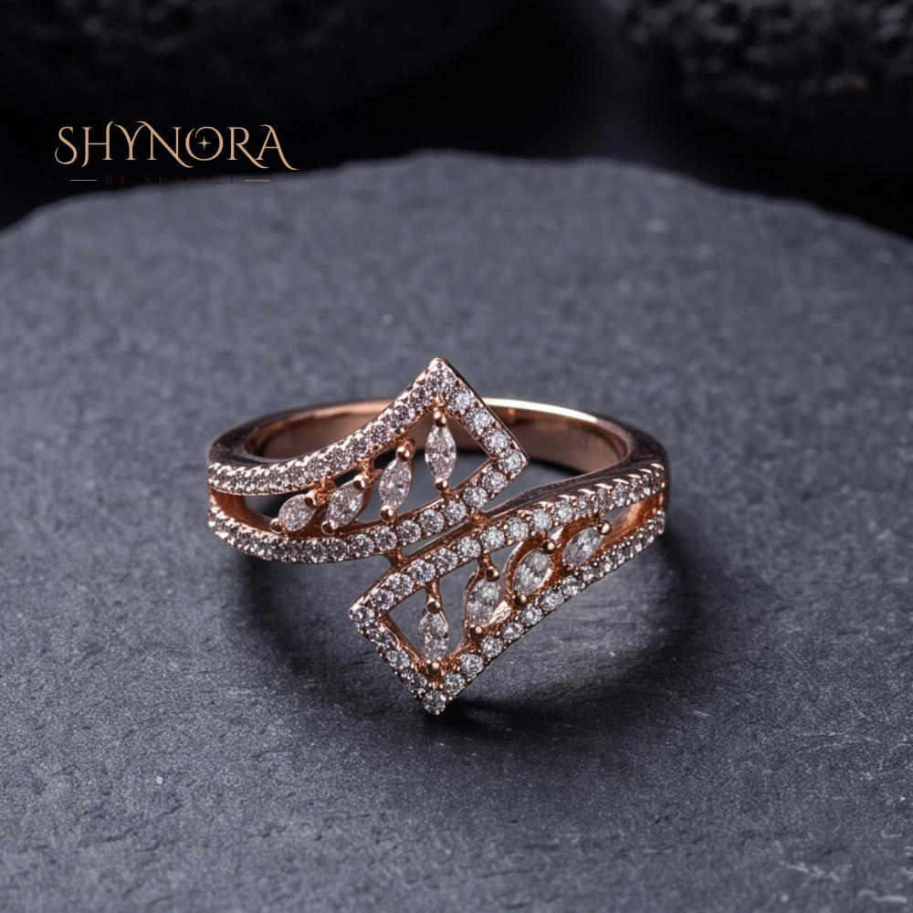 Double Diamond Kite Cocktail Ring – Shynora By Shivali
