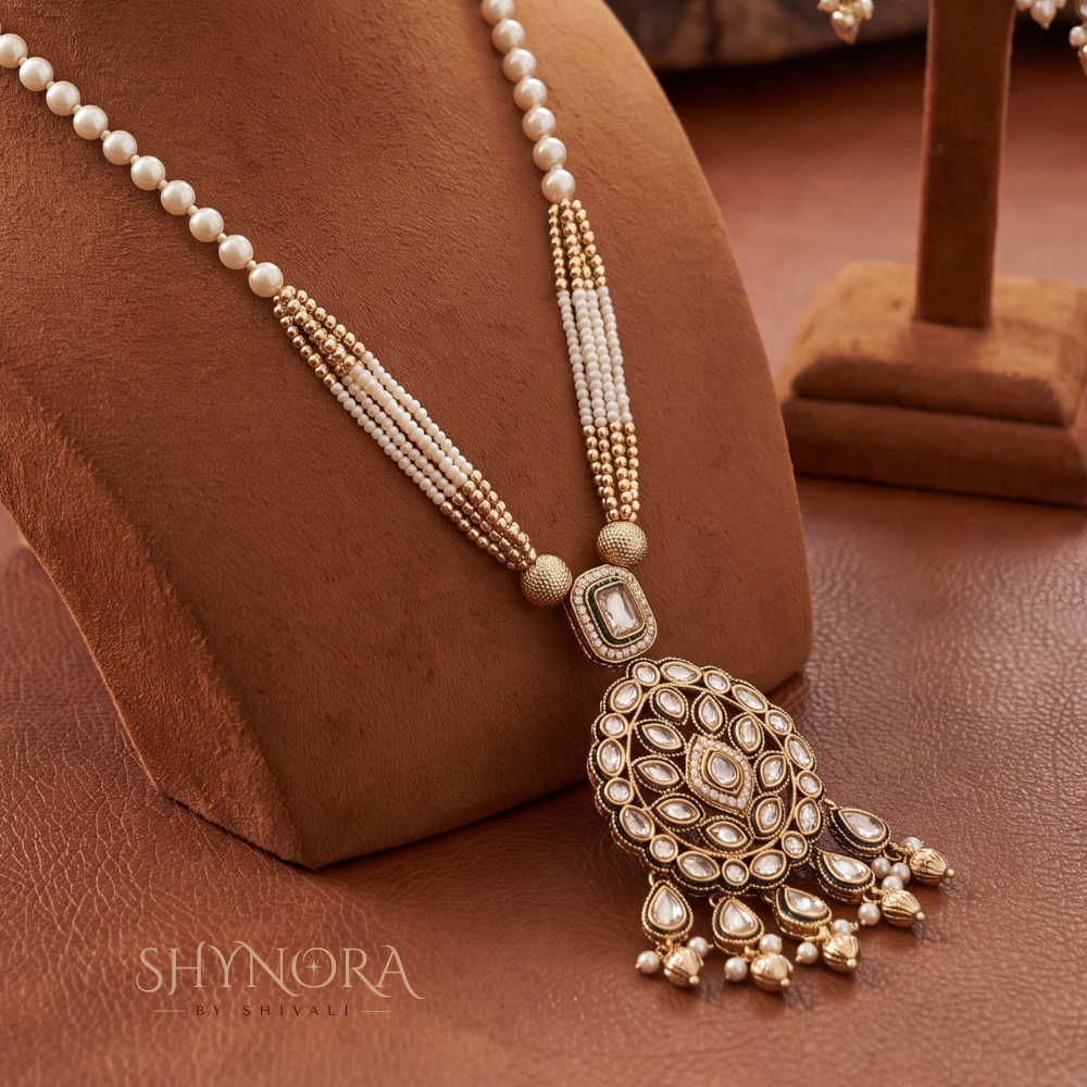 Maroon Kundan Pearl Strand Rani Haar – Shynora By Shivali