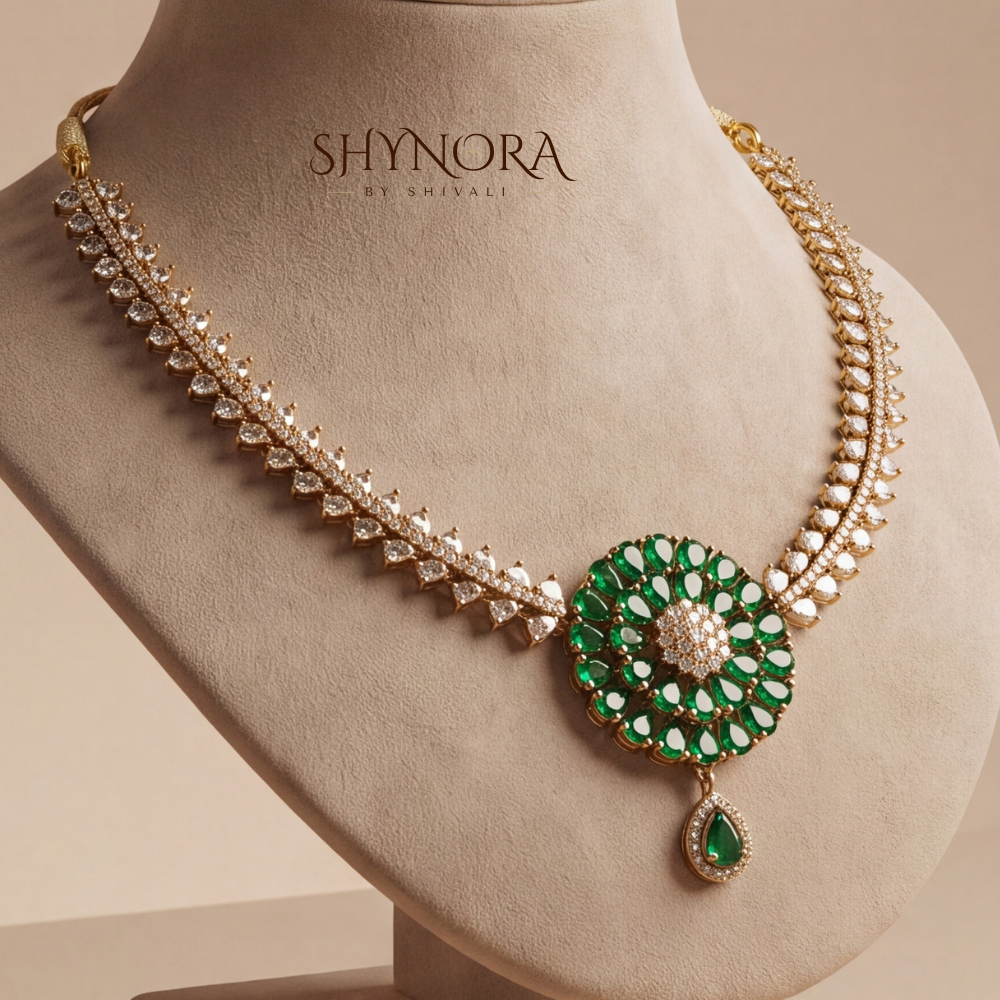 Two-Tier Emerald Drop Necklace Set – Shynora By Shivali