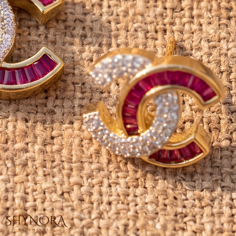 Ruby Interlocking Crescent Pendant Set – Shynora By Shivali