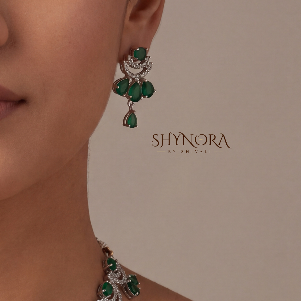 Emerald Scallop Choker Necklace Set – Shynora By Shivali