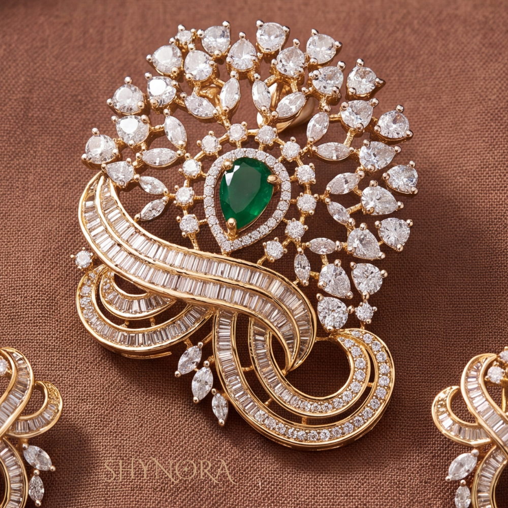 Emerald Swirl Drop Pendant Set – Shynora By Shivali