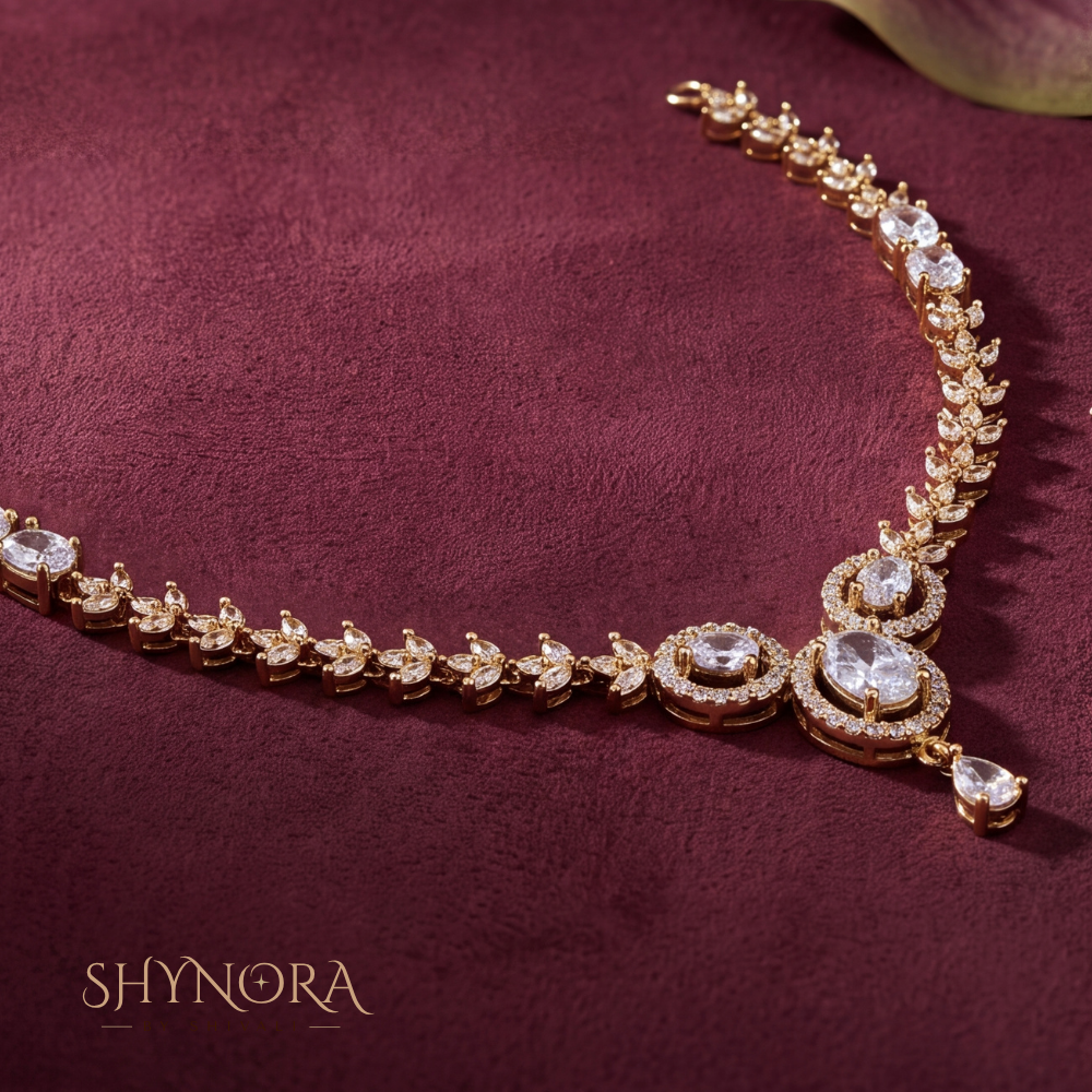 Oval Cluster Trio Drop Necklace Set – Shynora By Shivali