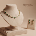 Emerald Round Delicate Necklace Set – Shynora By Shivali