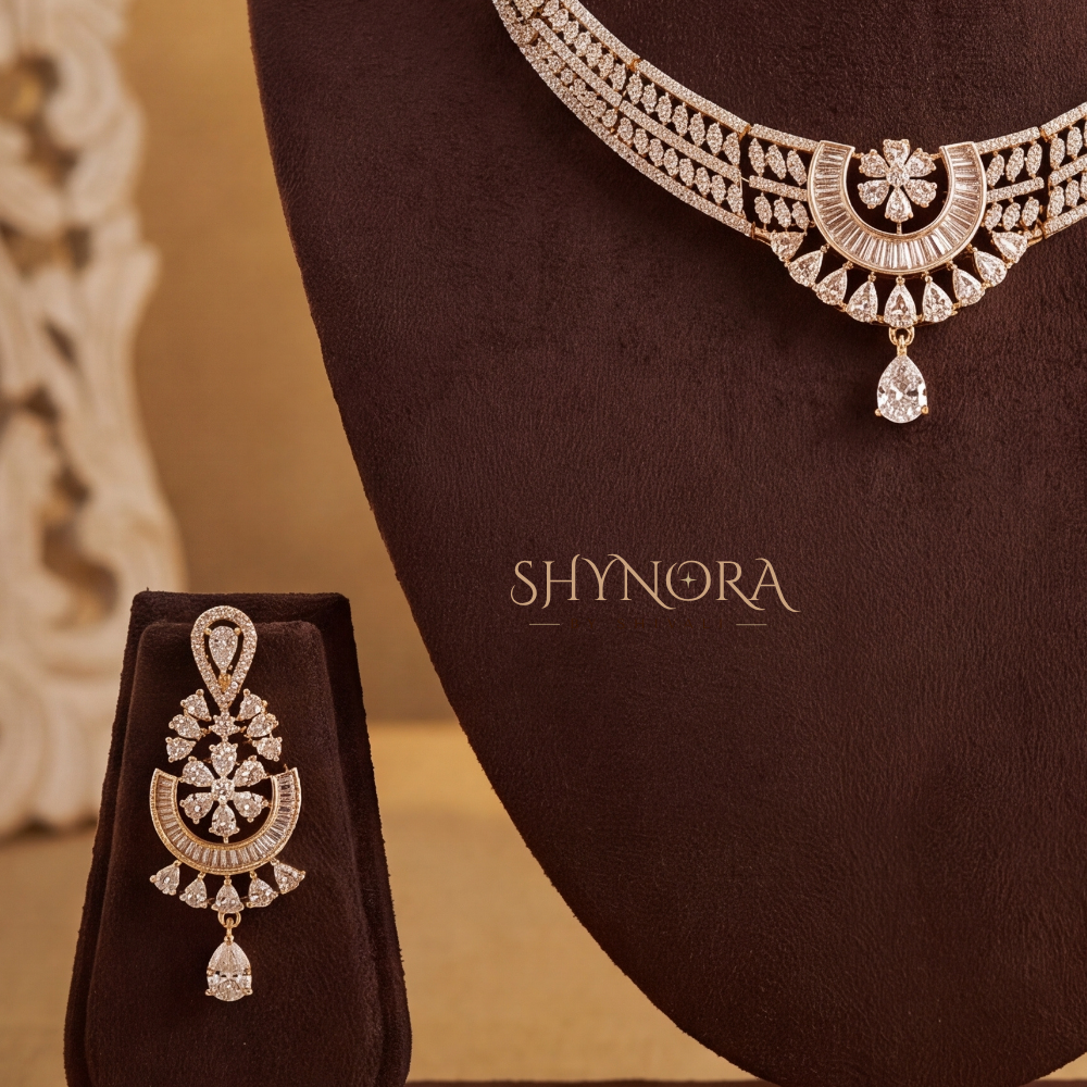 Halo Pendant Collar Necklace Set – Shynora By Shivali