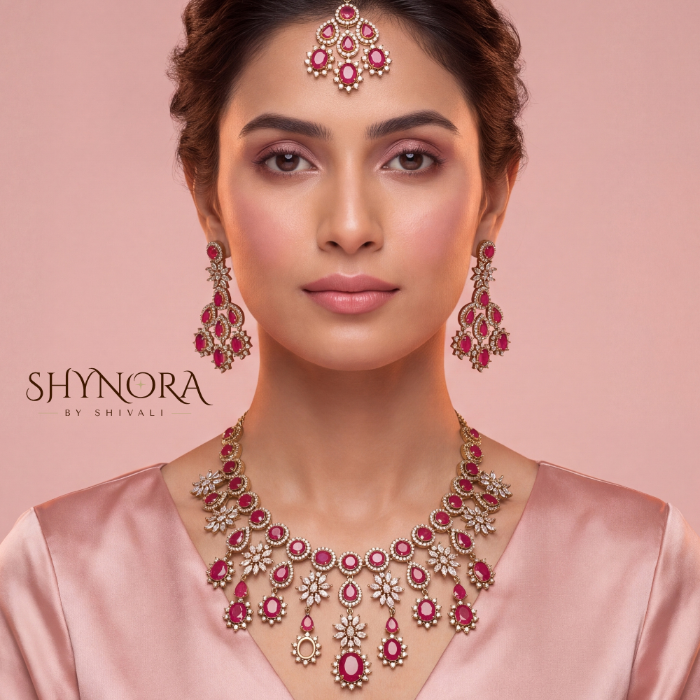 Ruby Elaborate Bib Necklace Set – Shynora By Shivali