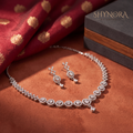 Round Halo Cluster Necklace Set – Shynora By Shivali