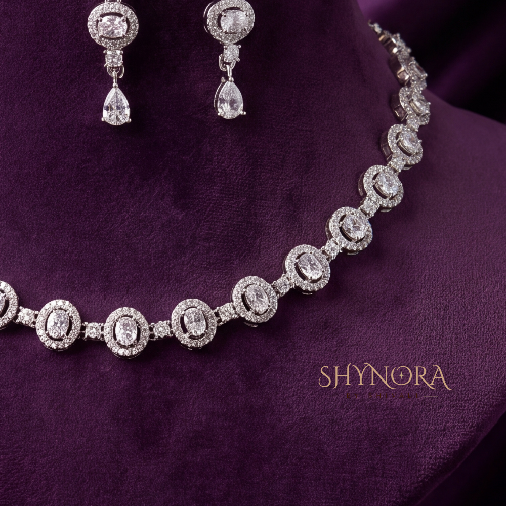 Round Cluster Link Necklace Set – Shynora By Shivali