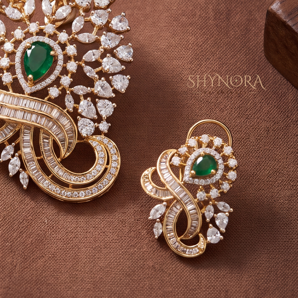 Emerald Swirl Drop Pendant Set – Shynora By Shivali