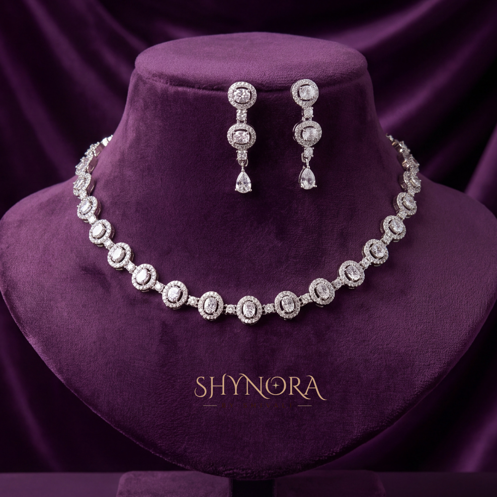 Round Cluster Link Necklace Set – Shynora By Shivali