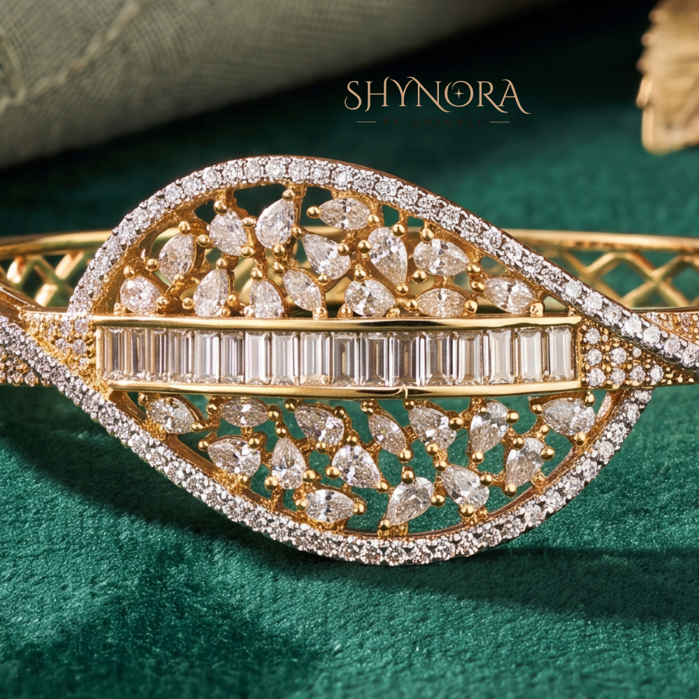Leaf Baguette Teardrop Kada – Shynora By Shivali