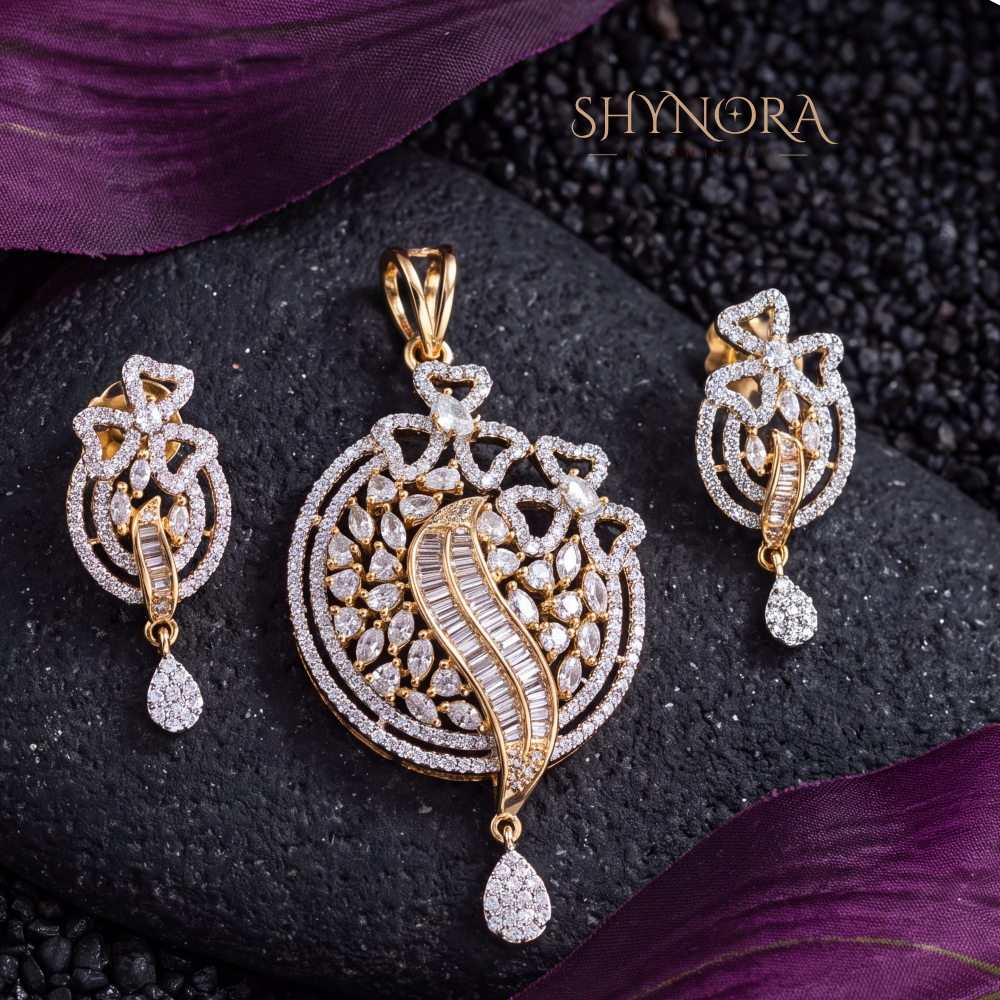 Heart Lattice Floral AD Pendant Set – Shynora By Shivali
