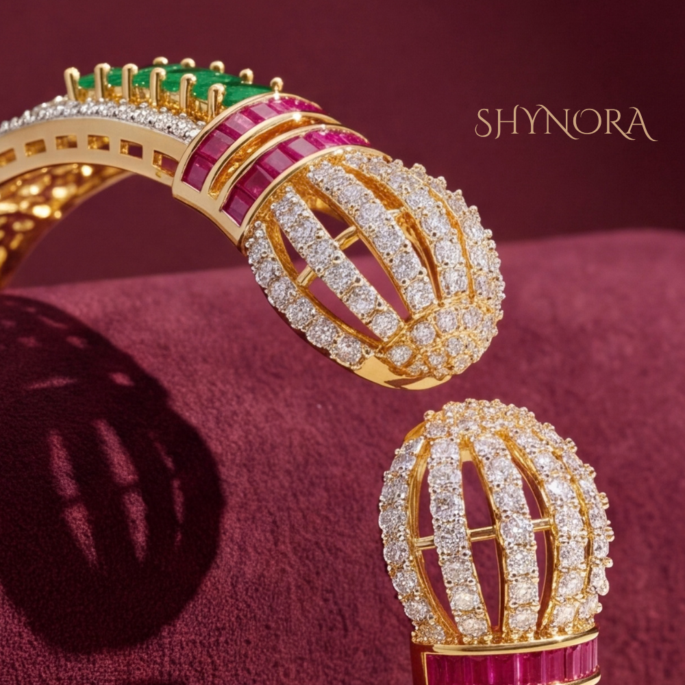 Multicolor Gemstone Studded Gold Kada – Shynora By Shivali