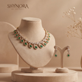 Emerald Leaf Cluster Necklace Set – Shynora By Shivali