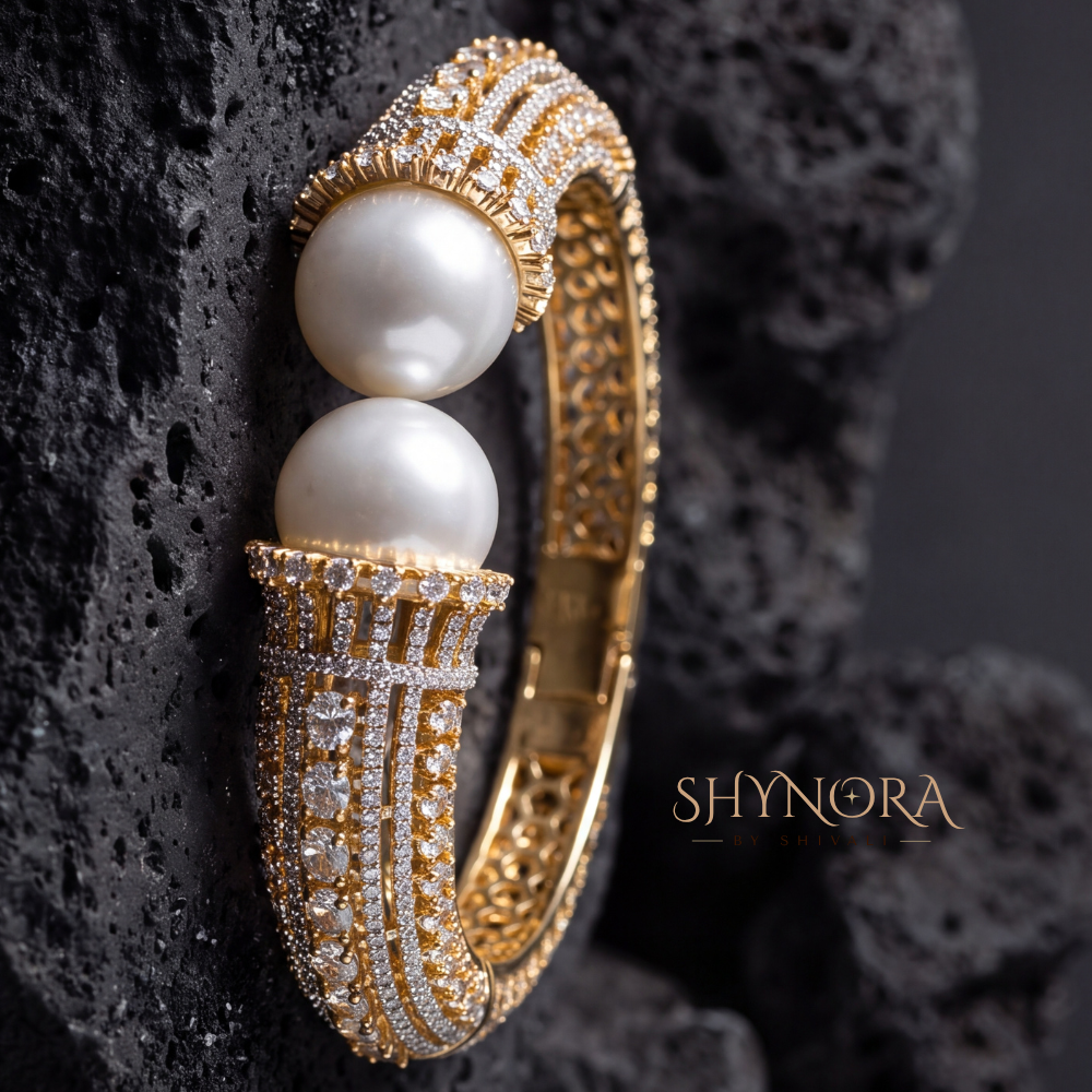 Double Pearl Diamond Kada – Shynora By Shivali