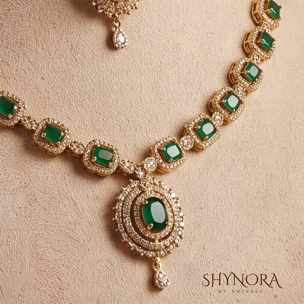 Sapphire Delicate Pendant Necklace Set – Shynora By Shivali
