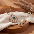 Emerald Floral Halo Pendant Set – Shynora By Shivali