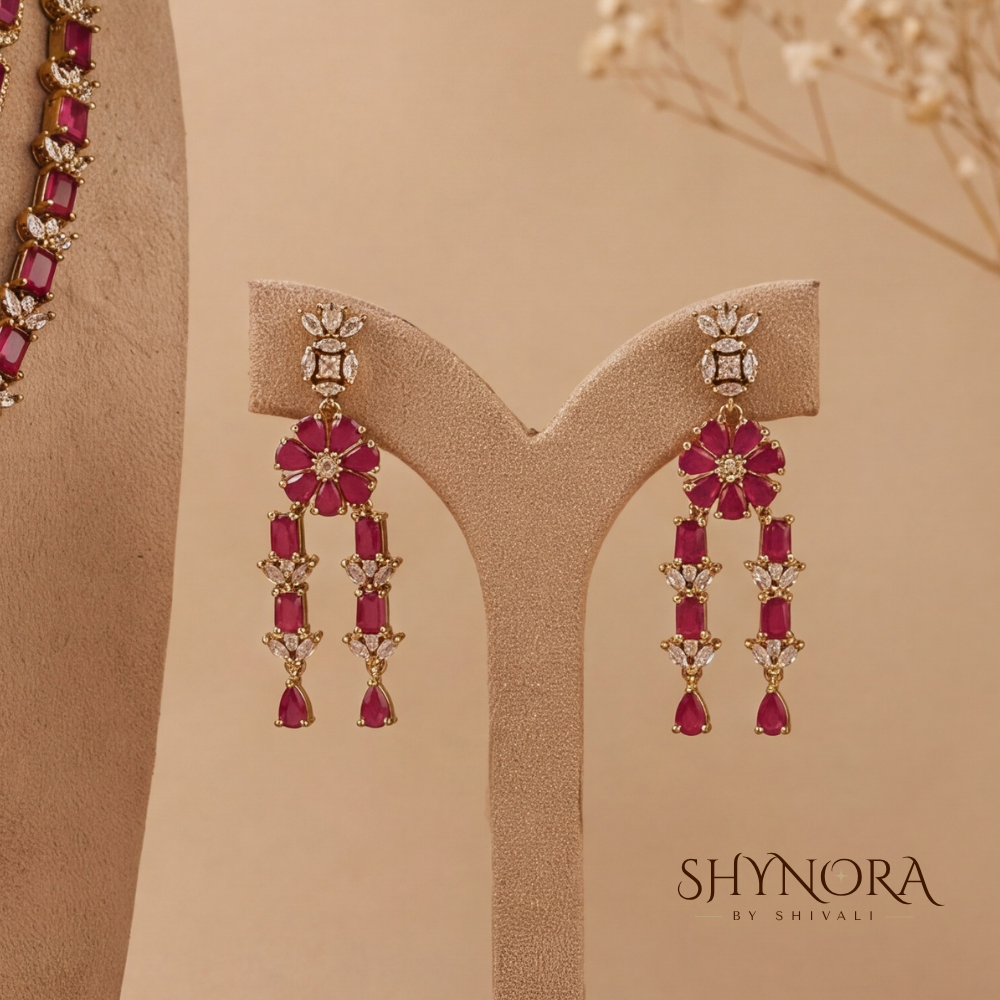 Ruby Two Layer Teardrop Pendant Necklace Set – Shynora By Shivali