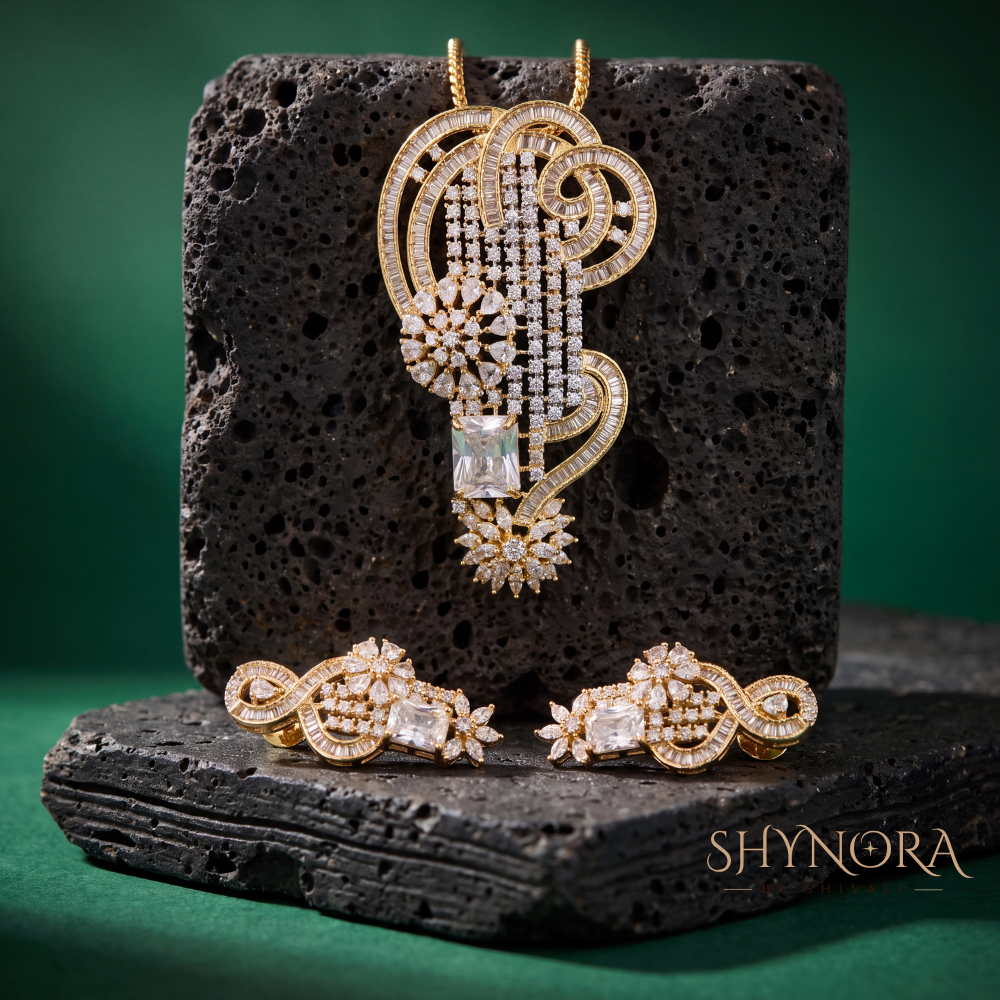 Ornate Swirl Cluster Pendant Set – Shynora By Shivali