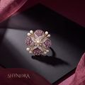 Amethyst Pearl Floral Adjustable Cocktail Ring – Shynora By Shivali